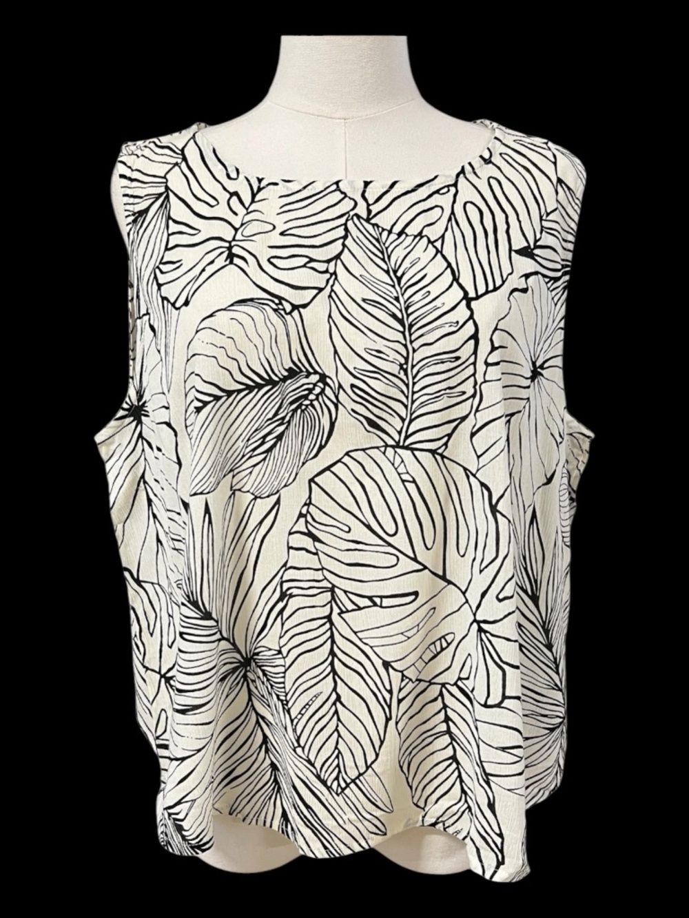 NWT Lascana Palm Print Sleeveless Boxy Top Cropped | Size 12